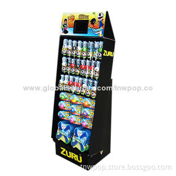 Fashionable POP floor display stand, strong, eco-friendly, hook rack, customized sizes and designs